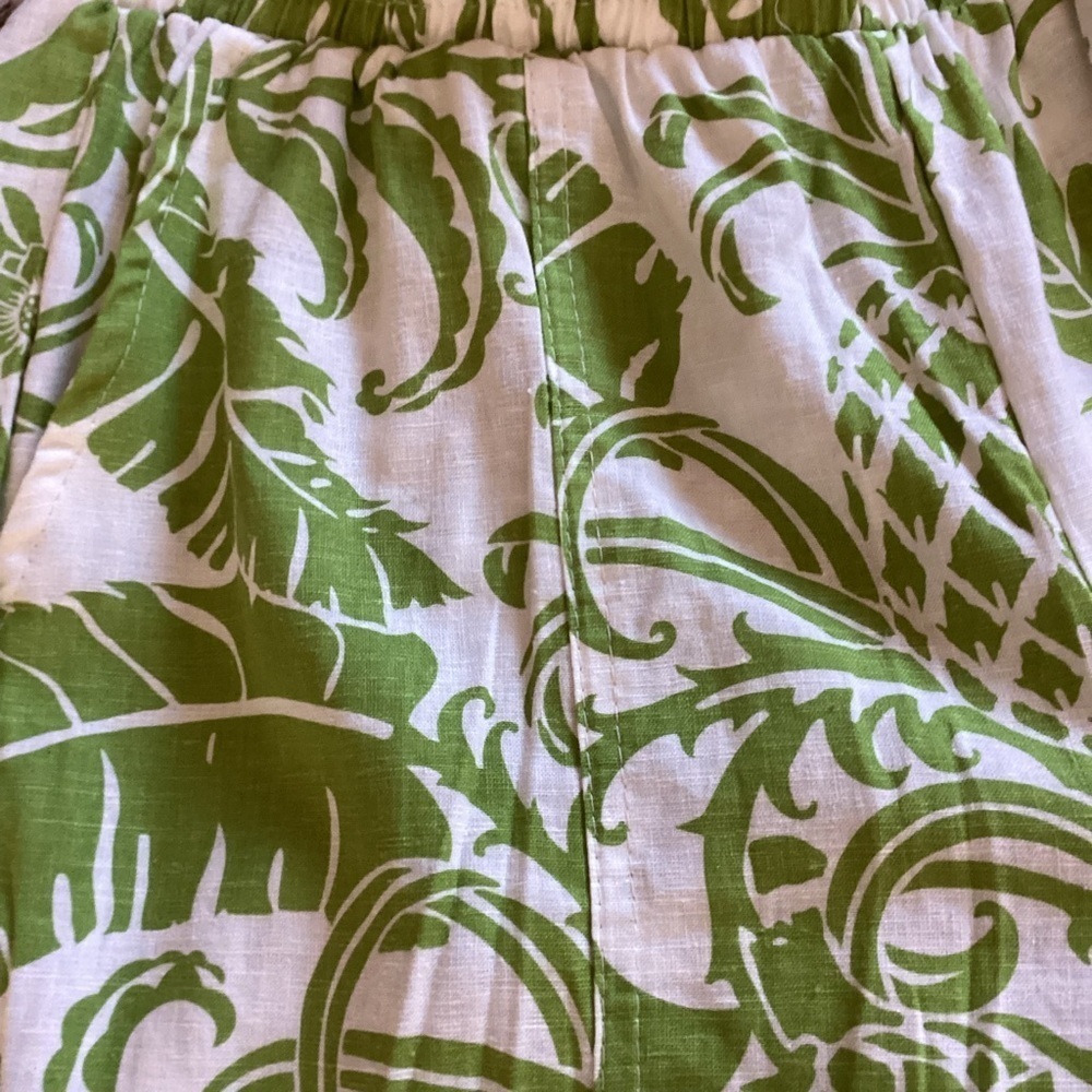 Rachel Zoe NWT Leafy Green and White print Linen Blend Joggers Size XS - Picture 12 of 12